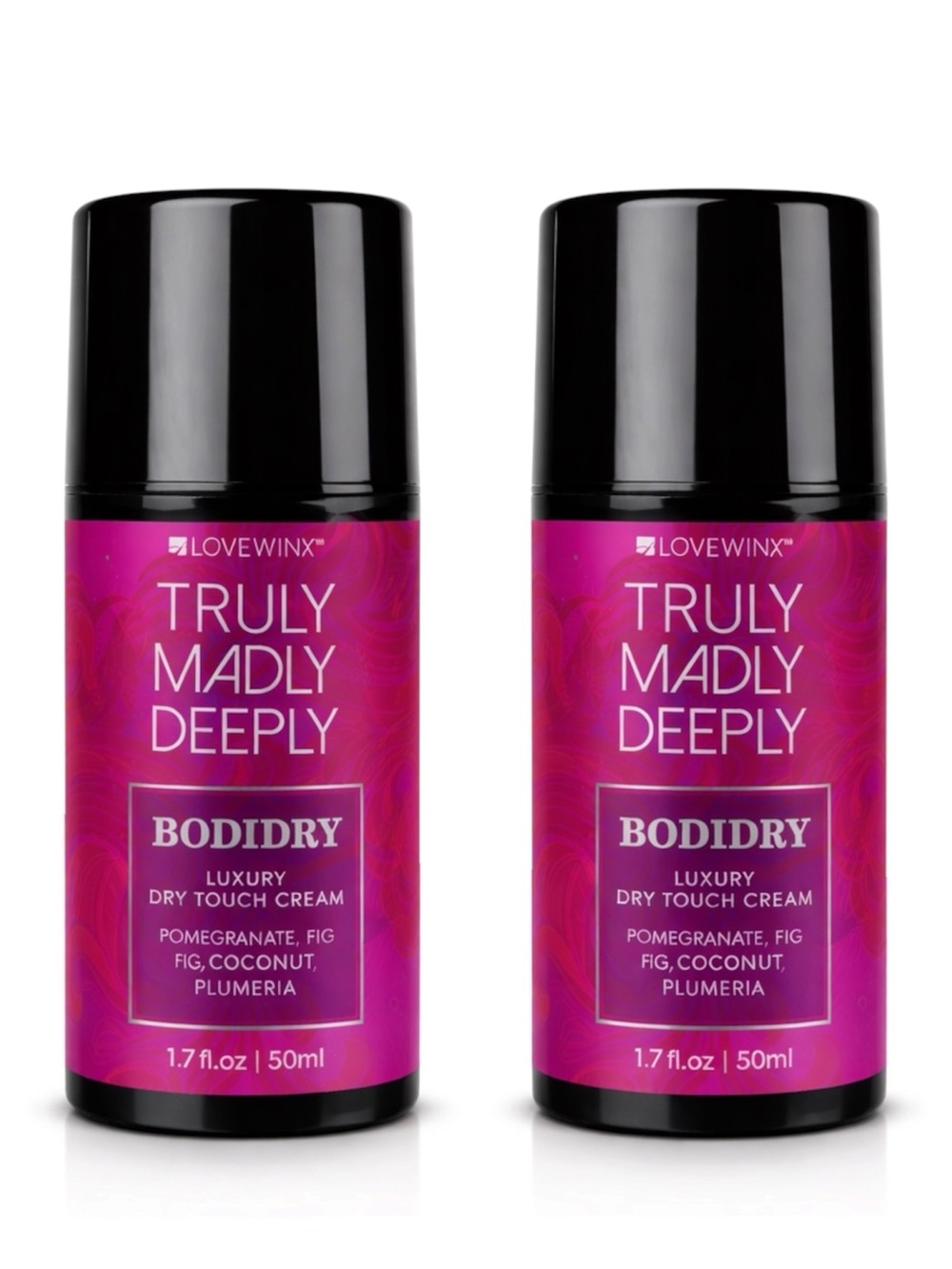 X2 LOVEWINX TRULY MADLY DEEPLY BODIDRY LUXURY DRYTOUCH CREAM 50ML - BRAND NEW